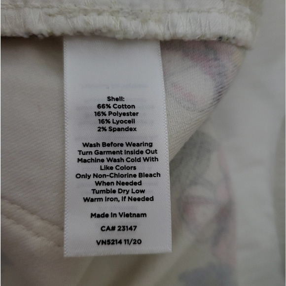 Talbots Floral Bouquet Slim Ankle Jean Size 12 Ivory Flawless 5 Pocket Slimming - Picture 12 of 13